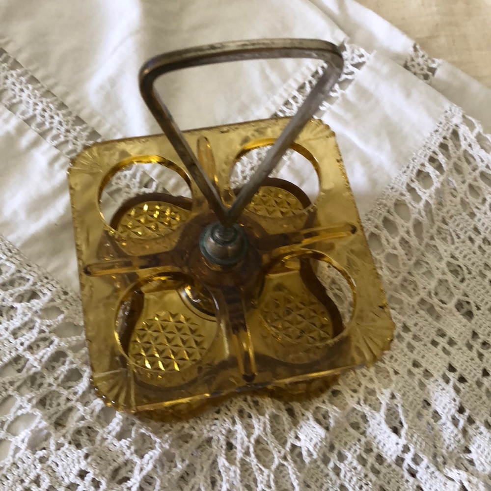 Antique Amber US Glass 1890’s Era Condiments Server - Picture 7 of 14